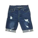 luethbiezx Men Denim Jeans Shorts Casual Summer Elastic Waist Pockets Cargo Knee Length Pants