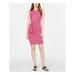 MICHAEL KORS Womens Pink Side Tie Sliced-dot Sleeveless Jewel Neck Above The Knee Body Con Dress Size PM