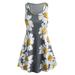 Mnycxen Women's Sexy Summer Dress Women's Ladies Plus Size Floral Print Sleeveless O-Collar Mini Dress