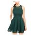 SPEECHLESS Womens Green Ribbed Sleeveless Jewel Neck Short Fit + Flare Party Dress Size XS