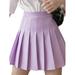 Zupora Women's Pleated A-line Solid Color High Waist Button Plain Mini Skirt Flare Skirt Skater Tennis Dress School Uniform Skirts for Girls, S-XL