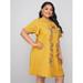 Women's Plus Size Butterfly Sleeve Embroidery Floral Dress