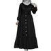 ZANZEA Women O-neck Long Sleeve Button Down Muslim Kaftan Dress Flounce Hem Maxi Dresses