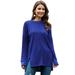Women's Solid Color Long Sleeve Shirt Pullover Round Neck Side Split High Low Tunic Tops Fall Tops for Women Long Sleeve Side Split Casual Loose Tunic Top