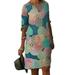 Sexy Dance Women 3/4 Sleeve Floral Printed Dress Boho Loose Sundress T Shirt Dress Yellow XXL