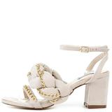 Nude Braided Chain Detail Chunky High Heels Faux Suede - 8