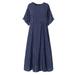 ZANZEA Women Polka Dot Round Neck Long Dress Ladies Baggy Kaftan Maxi Dress Sundress