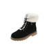 Lacyhop Women's Snow Boots Winter Waterproof Slip On Boots Lace Up Leather Warm Fur Lined Anti-Slip Platform Booties Plush Shoes Outdoor