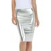 Sakkas Women's Shiny Metallic Liquid High Waist Pencil Skirt - Silver - Small