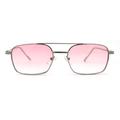 Mens Double Bridge Rectangle Metal Rim Pimp Shade Silver Pink