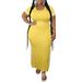 Sexy Dance Women Summer Casual Maxi Dress Side Split Color Splicing Dress Sexy Bodycon Beach Sundress Plus Size