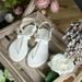 SheSole White T-Strap Buckle Flat Sandals for Women Pearls Beach Wedding Shoes
