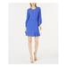 BAR III Womens Blue Ruffle Hem Bell Sleeve Jewel Neck Mini Fit + Flare Dress Size: 14