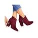 Women's Work Plain OL Chelsea Ankle Boots Casual Zipper High Heel Block Shoes