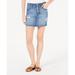 Vanilla Star Juniors Cotton Button-fly Denim Mini Skirt Blue 5