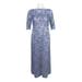 JS Collections Boat Neck 3/4 Sleeve Zipper Back Floral Lace Dress (Plus Size)-PERIWINKLE NUDE