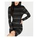 BAR III Womens Black Rhinestone Striped Long Sleeve Turtle Neck Short Body Con Evening Dress Size 2XL