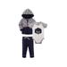 Yoga Sprout Baby Boy Hoodie, Short Sleeve Bodysuit & Pants, 3pc Outfit Set