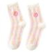 Jocestyle Korean Women Flower Print Sock Mid-calf Socks Cotton Pile Heap Socks (D)