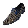 Amali Men's Vibrant Faux Velvet Smoking Slipper with Golden Spikes & Jewels Dress Shoe, Style Damian Available in Black/Gold, Burgundy, and Navy