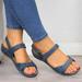 Women's Summer Large Size Platform Wedge Heel Footbed Sandal with +Comfort, Blue 38 Yard XL Size
