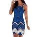 Sexy Dance Womens Floral Beach Sundress Summer Halter Dress Beachwear Boho Mini Dress