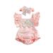 Ma&Baby Baby Girls Summer Princess Embroidery Pearl Flower Romper Jumpsuits Headband