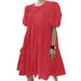 ZANZEA Womens Dresses Crew Neck Short Sleeve Mini Tiered Casual Short Dress