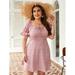 Woman's Plus Size Sweetheart Neck Puff Sleeve Ditsy Floral Dress