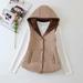 Women Solid Short Outerwear Cotton Jackets Pocket Loose Stand Vest Coats