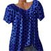 Women Blouse Summer Tops Casual V Neck Polka Dot Short Sleeve Loose Shirt Dot Printed Tops Plus Size S-5XL