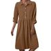 ZANZEA Women Baggy Collared Knee Length Casual Bohemian Shirt Dress