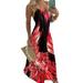 LAPA Women's Summer Casual Ink-Splashing Printed Bohemian Spaghetti Strap Floral Long Maxi Dress Plus Size Sundresses