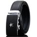 Men's Dress Belt Genuine Leather Automatic Buckle Ratchet Belt, Adjustable Exact Fit Belt