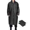 Fiomva Unisex Dustproof Waterproof Jacket EVA Button Hooded Raincoat Poncho Rainwear
