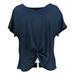 AnyBody Women's Top Sz L Jersey V-Neck Short Sleeve Twist Front Blue A377765