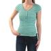 FREE PEOPLE $68 Womens New 1657 Green Striped Cap Sleeve T-Shirt Top XS B+B