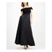 ADRIANNA PAPELL Womens Black Short Sleeve Off Shoulder Maxi Fit + Flare Formal Dress Size 6