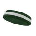 Couver Standard White Striped Terry Cloth 2 Colored Sweat Headband - 6 Pieces Pack (White / Dark Green)