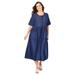 Woman Within Women's Plus Size Short-Sleeve Denim Dress