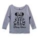 Womens Disney 3/4 Sleeve â€œI Can't Keep Calm I'm In Disney World" Minnie Mouse Sweat Shirt Gift Medium, Heather Grey