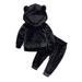 Xingqing Baby Boy Girl Hooded Tops Pants Warm Suit Set Velvet Black 12-18 Months