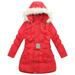 Richie House Girls' Padded Winter Jacket with Belt and Faux Fur Hood RH5870