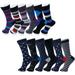 Alpine Swiss 12 Pack Mens Cotton Dress Socks Mid Calf Argyle Pattern Solids Set