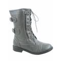 Pack-72 Women's Mid Calf Zipper Low Heel Combat Military Lace Up Boots Shoes