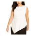 ADRIANNA PAPELL Womens White Ruched Zippered Sleeveless Peplum Top Size 20W