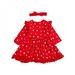 Oaktree-Children's Dress long-sleeve dressCotton Long Sleeve Dresses and headband Tunic Dress Casual Sundress with a headband Cute Red Peach Heart Dress