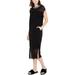 Rachel Rachel Roy Womens Ribbed Trim Illusion Midi Dress Black XS