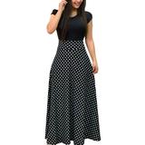 Womens Floral Print Summer Maxi Skirt Dress Ladies Short Sleeve Long Sleeve Cocktail Party Beach Long Sundress