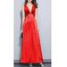 Junior V-Neck Plain Long Skirt Evening Dress